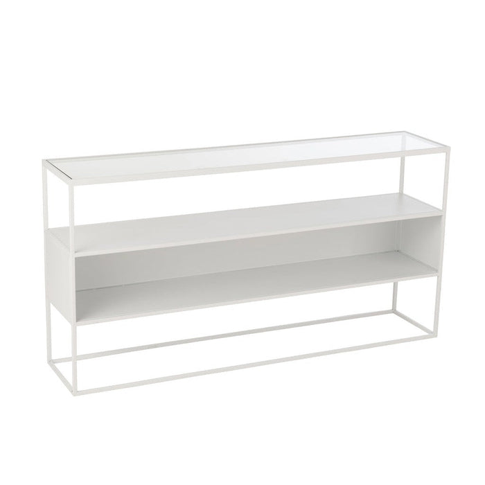 Console tafel Vierkant Metaal | Glass Wit-Console tafels-J-Line