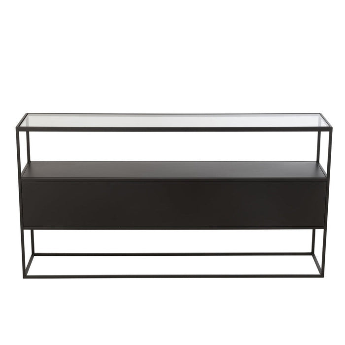 Console tafel Vierkant Metaal | Glass Zwart-Console tafels-J-Line