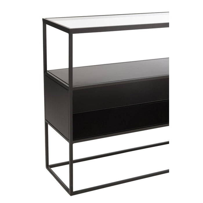 Console tafel Vierkant Metaal | Glass Zwart-Console tafels-J-Line