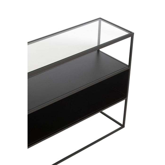 Console tafel Vierkant Metaal | Glass Zwart-Console tafels-J-Line