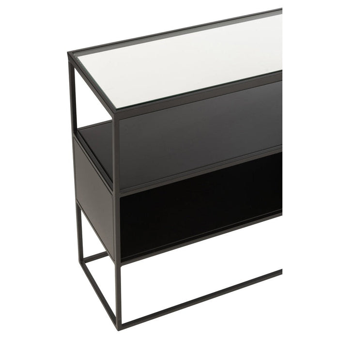 Console tafel Vierkant Metaal | Glass Zwart-Console tafels-J-Line