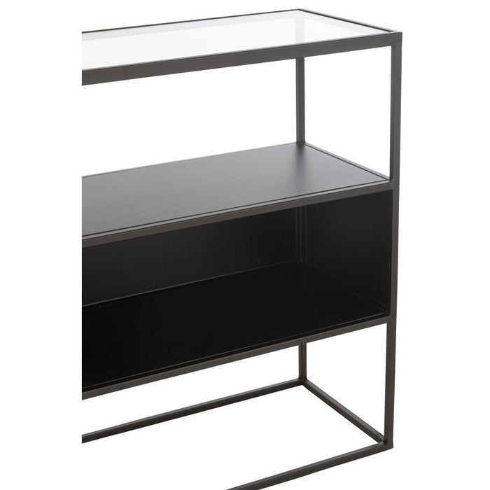 Console tafel Vierkant Metaal | Glass Zwart-Console tafels-J-Line