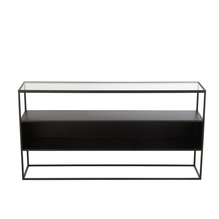 Console tafel Vierkant Metaal | Glass Zwart-Console tafels-J-Line