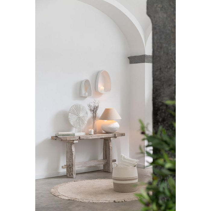 Lamp Wit Recycled hout 37 cm-Tafellampen-J-Line