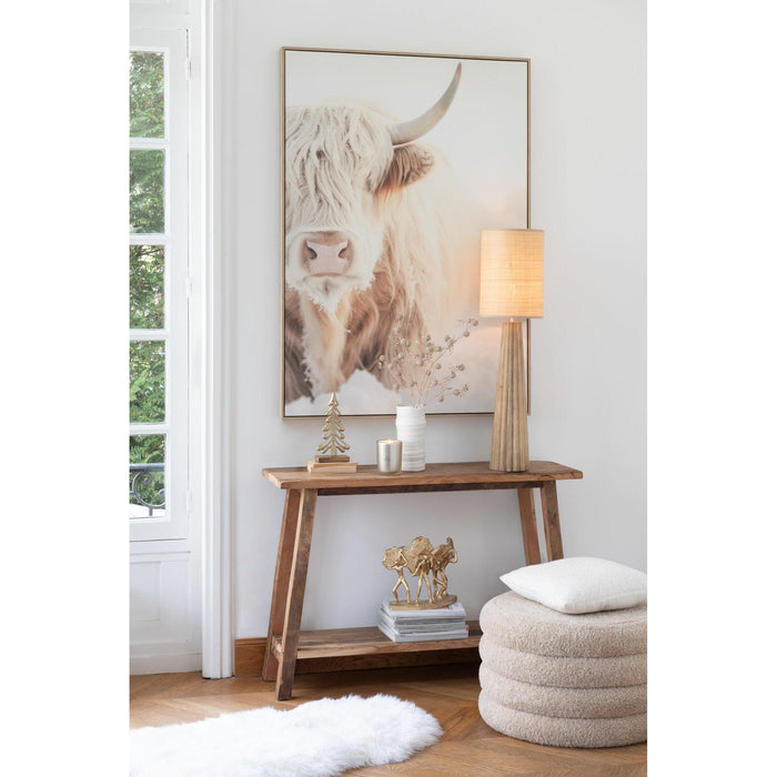 Lamp Naturel Recycled hout Vierkant 35 cm-Tafellampen-J-Line