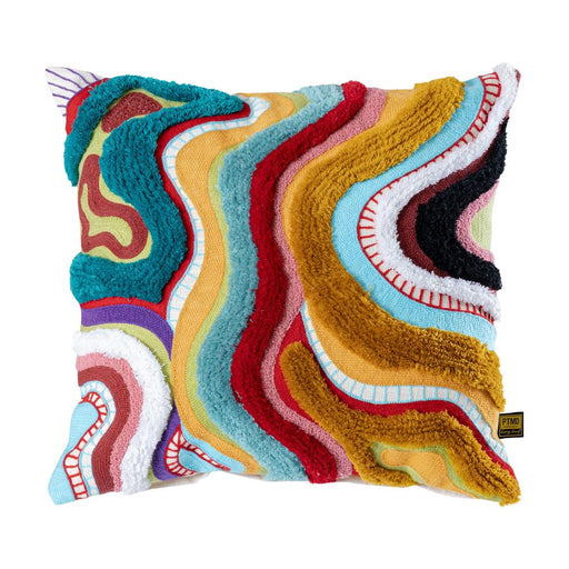 Courtneay Blauw Vierkant Embroidery Sierkussen Lines-Decoratief kussen-PTMD