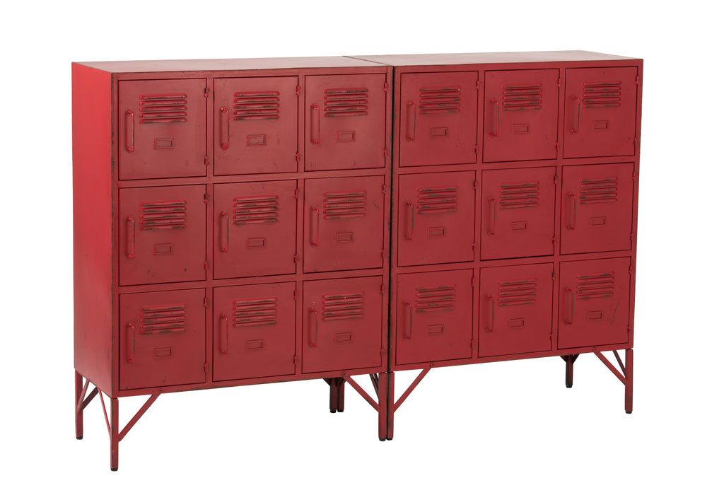 Cupboard 9 Drawer Metal Red-Opbergkasten-J-Line