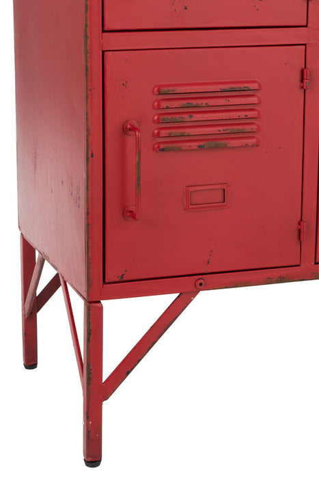 Cupboard 9 Drawer Metal Red-Opbergkasten-J-Line