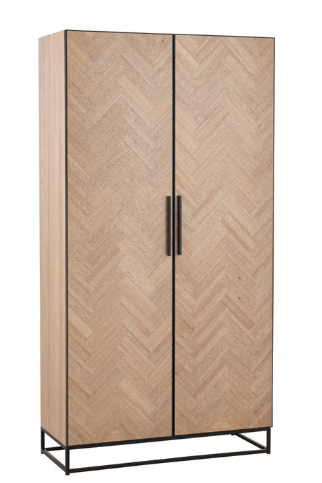 Cupboard High 2 Doors Zigzag Wood/Metal Natural/Black-Opbergkasten-J-Line