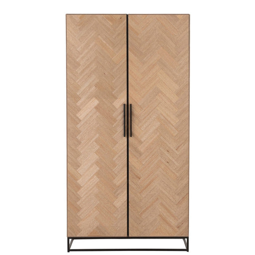 Cupboard High 2 Doors Zigzag Wood/Metal Natural/Black-Opbergkasten-J-Line