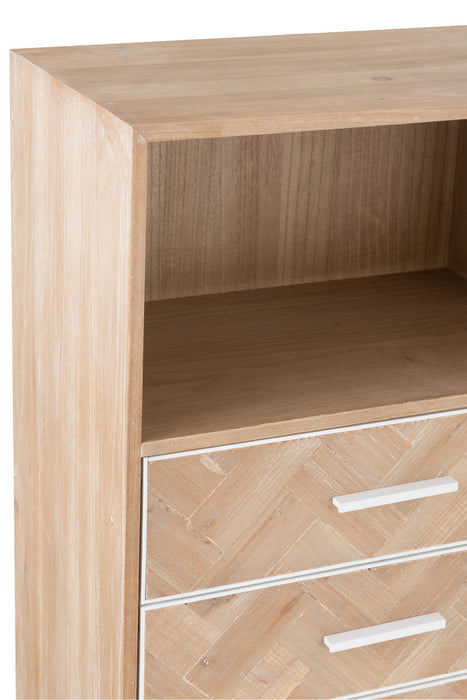 Cupboard High 3 Drawers Zigzag Wood/Metal Natural/White-Opbergkasten-J-Line