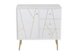 Cupboard Lines 3 Drawers 1 Door Wood/Metal White/Gold-Dressoirs-J-Line