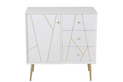 Cupboard Lines 3 Drawers 1 Door Wood/Metal White/Gold-Dressoirs-J-Line