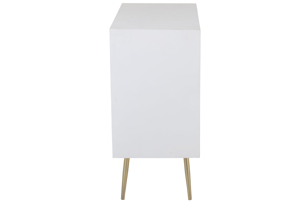 Cupboard Lines 3 Drawers 1 Door Wood/Metal White/Gold-Dressoirs-J-Line