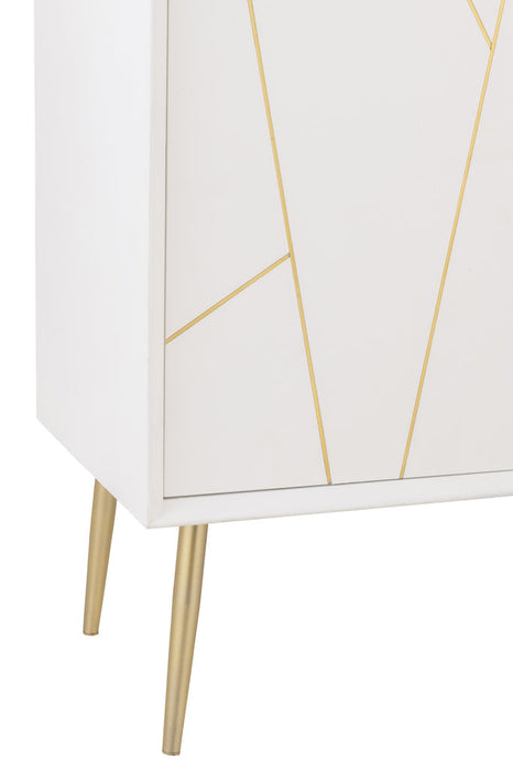 Cupboard Lines 3 Drawers 1 Door Wood/Metal White/Gold-Dressoirs-J-Line