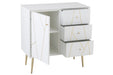 Cupboard Lines 3 Drawers 1 Door Wood/Metal White/Gold-Dressoirs-J-Line