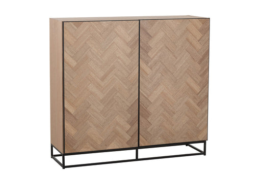 Cupboard Low 2 Doors Zigzag Wood/Metal Natural/Black-Dressoirs-J-Line