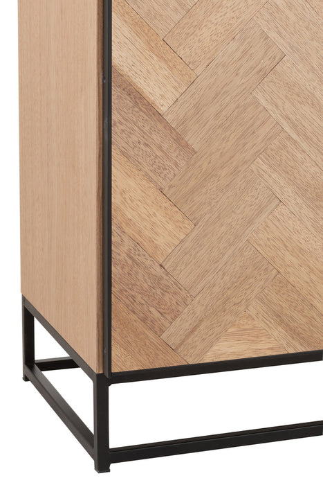 Cupboard Low 2 Doors Zigzag Wood/Metal Natural/Black-Dressoirs-J-Line