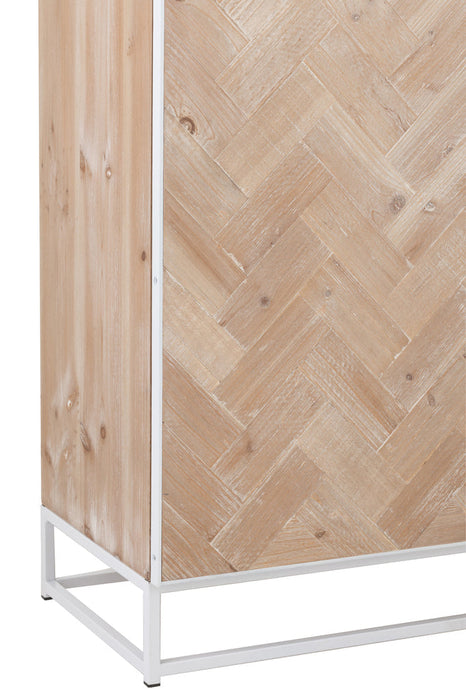 Cupboard Low 2 Doors Zigzag Wood/Metal Natural/White-Dressoirs-J-Line