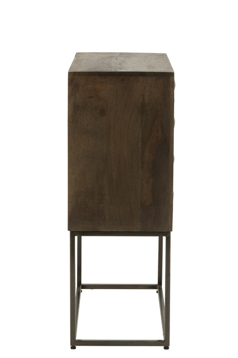 Cupboard On Foot Pino Metal/Mango Wood Brown/Grey-Ladenkasten-J-Line