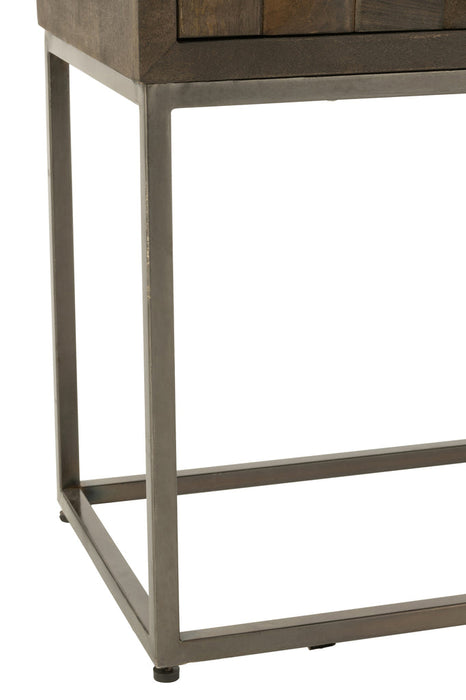 Cupboard On Foot Pino Metal/Mango Wood Brown/Grey-Ladenkasten-J-Line