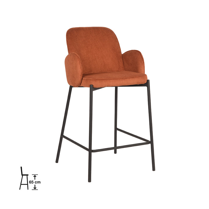 D-MAXX Barkruk Jari - Rust - Ribcord - Zithoogte 65-Barkrukken-LABEL51