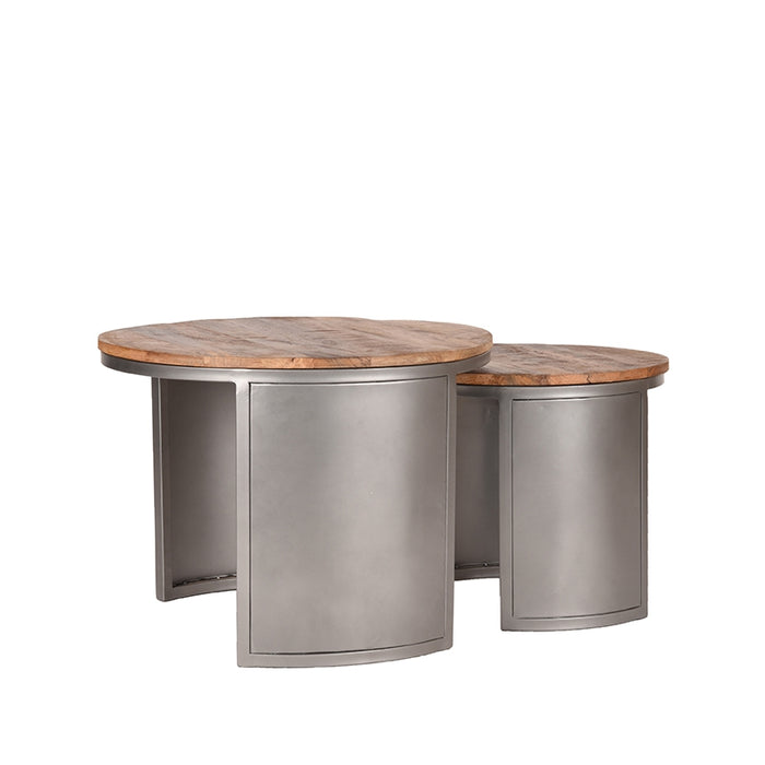 D-MAXX Salontafel Set Bunch - Rough - Mangohout - 60 cm - Rond-Salontafels-LABEL51