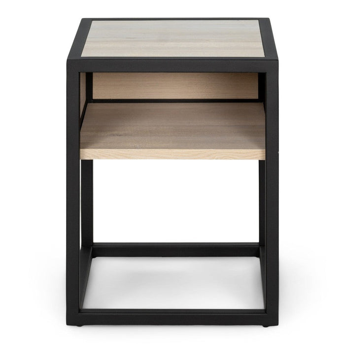 DIVA ONE-NIGHTSTAND Nachtkast - White Sand / Zwart-Bijzettafels-Spinder