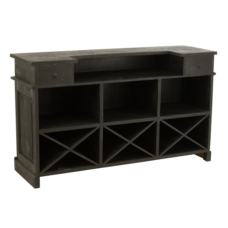 Decoratie Zwart Mangohout hout 55x180 cm-Wanddecoratie-J-Line