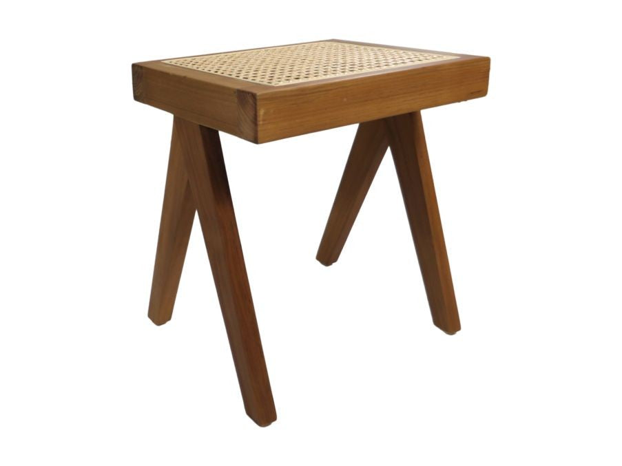 Decoratief bankje - 42x32x45 - Naturel - Teak/rotan-Woondecoratie-HSM Collection