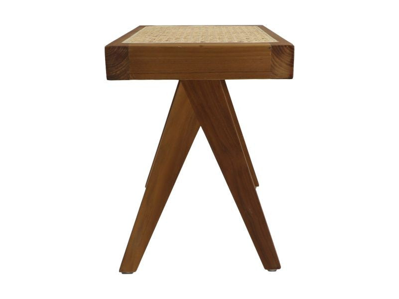 Decoratief bankje - 42x32x45 - Naturel - Teak/rotan-Woondecoratie-HSM Collection