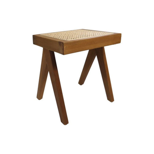 Decoratief bankje - 42x32x45 - Naturel - Teak/rotan-Woondecoratie-HSM Collection