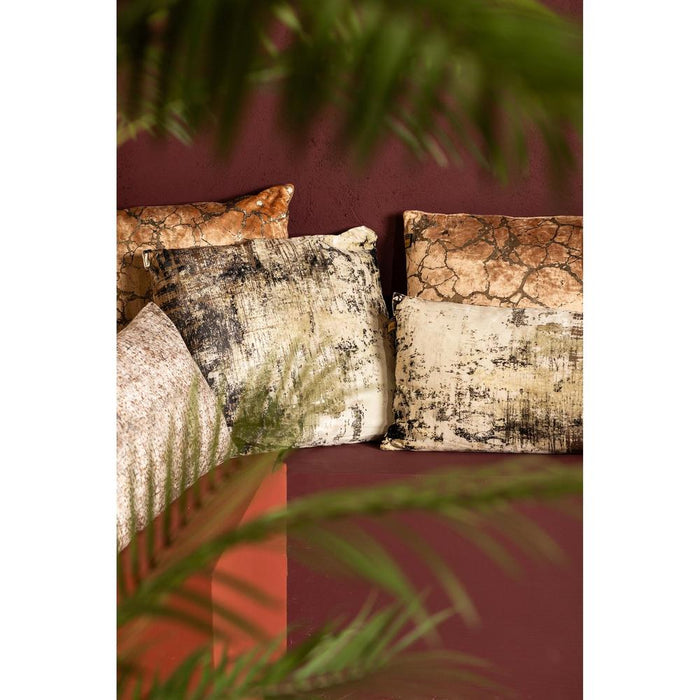 Decoratief kussen Ceola Groen Fluweel Rect Sierkussen Distress Print-Decoratief kussen-PTMD