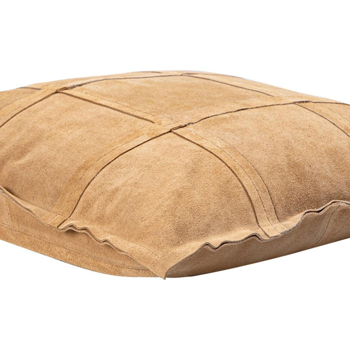 Decoratief kussen Cobie Camel Suède Leer Sierkussen Vierkant S-Decoratief kussen-PTMD