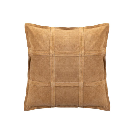 Decoratief kussen Cobie Camel Suède Leer Sierkussen Vierkant S-Decoratief kussen-PTMD
