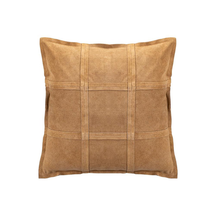 Decoratief kussen Cobie Camel Suède Leer Sierkussen Vierkant S-Decoratief kussen-PTMD
