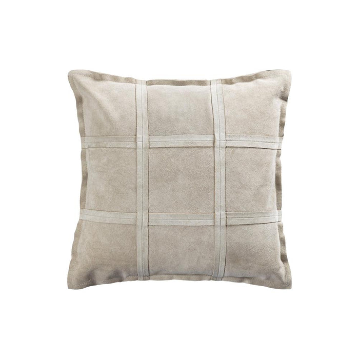 Decoratief kussen Cobie Taupe Suède Leer Sierkussen Vierkant S-Decoratief kussen-PTMD