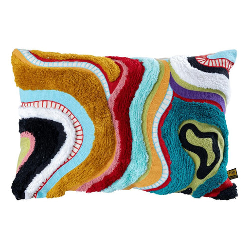 Decoratief kussen Courtneay Blauw Rechthoekig Embroidery Sierkussen Lines-Decoratief kussen-PTMD