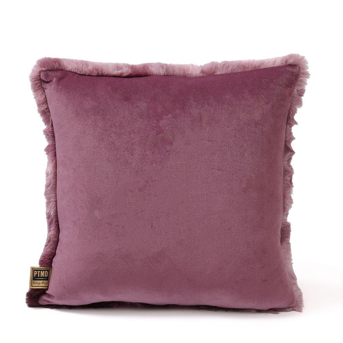 Decoratief kussen Linde Burgundy Imitatiebont Sierkussen Vierkant S-Decoratief kussen-PTMD