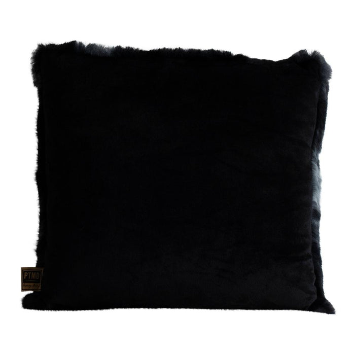 Decoratief kussen Linde Zwart Imitatiebont Sierkussen Vierkant S-Decoratief kussen-PTMD