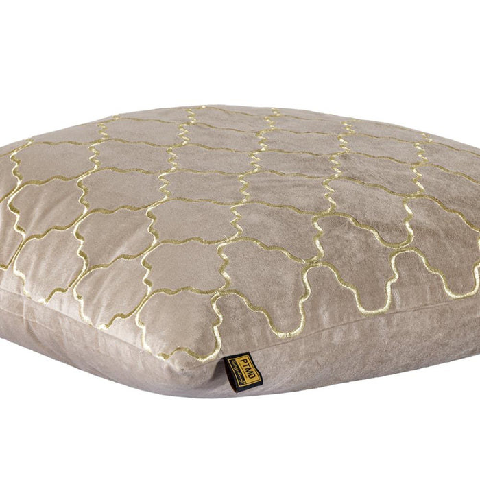 Decoratief kussen Lizze Beige Fluweel Sierkussen Embroidery Vierkant L-Decoratief kussen-PTMD