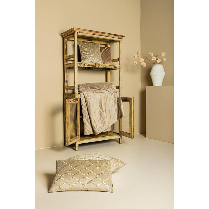 Decoratief kussen Lizze Beige Fluweel Sierkussen Embroidery Vierkant S-Decoratief kussen-PTMD