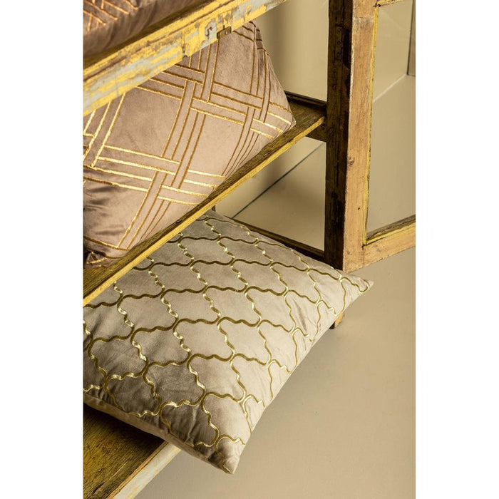Decoratief kussen Lizze Beige Fluweel Sierkussen Embroidery Vierkant S-Decoratief kussen-PTMD