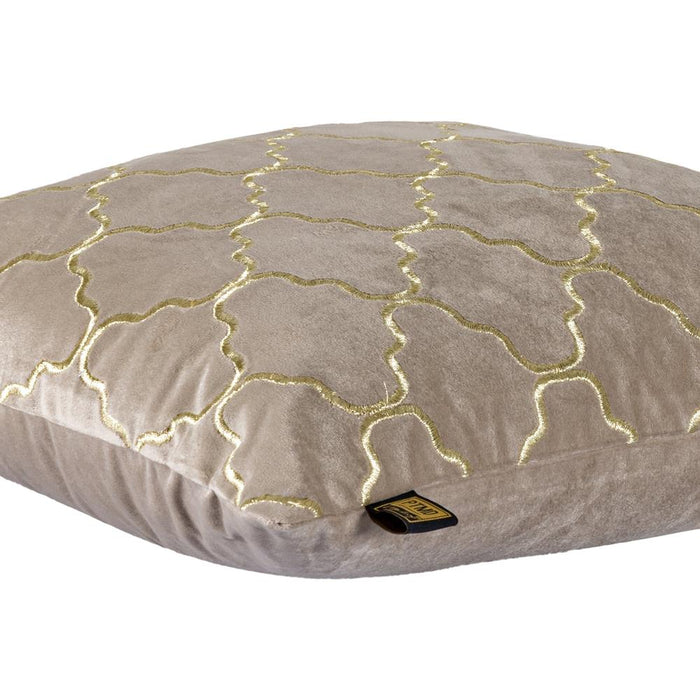Decoratief kussen Lizze Beige Fluweel Sierkussen Embroidery Vierkant S-Decoratief kussen-PTMD