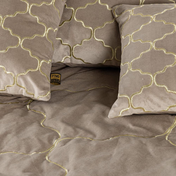 Decoratief kussen Lizze Beige Fluweel Sierkussen Embroidery Vierkant S-Decoratief kussen-PTMD