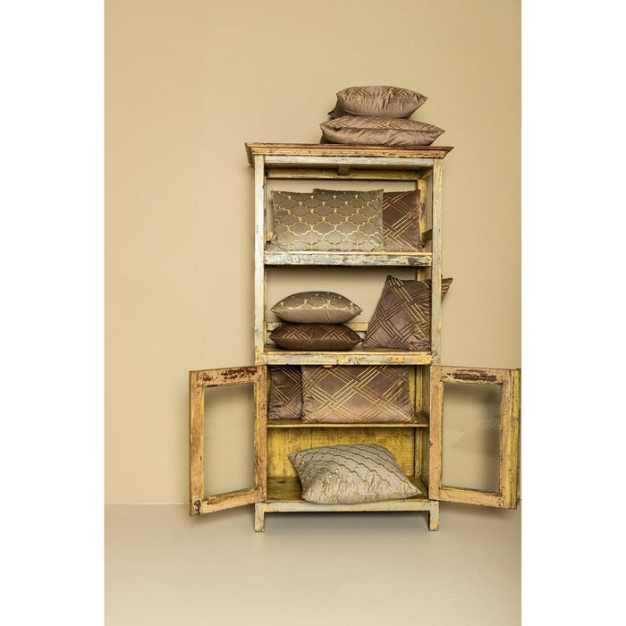 Decoratief kussen Lizze Beige Fluweel Sierkussen Embroidery Vierkant S-Decoratief kussen-PTMD