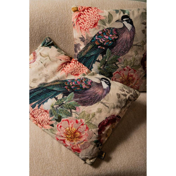 Decoratief kussen Loralee Groen Vierkant Katoen Sierkussen Peacock-Decoratief kussen-PTMD
