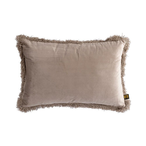 Decoratief kussen Nous Beige Fluweel Sierkussen met franjes Rechthoekig-Decoratief kussen-PTMD