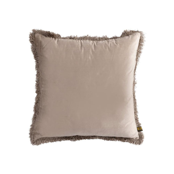 Decoratief kussen Nous Beige Fluweel Sierkussen met franjes Vierkant L-Decoratief kussen-PTMD