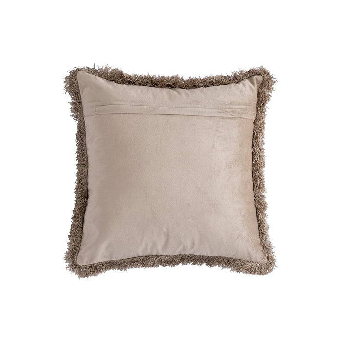 Decoratief kussen Nous Beige Fluweel Sierkussen met franjes Vierkant S-Decoratief kussen-PTMD